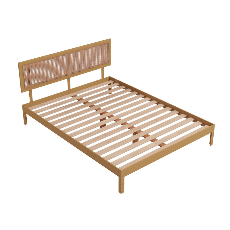 Casa Decor Santiago Platform Bed Rattan Bed Head Solid Wooden Frame