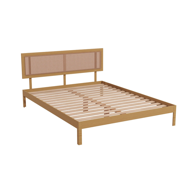 Casa Decor Santiago Platform Bed Rattan Bed Head Solid Wooden Frame