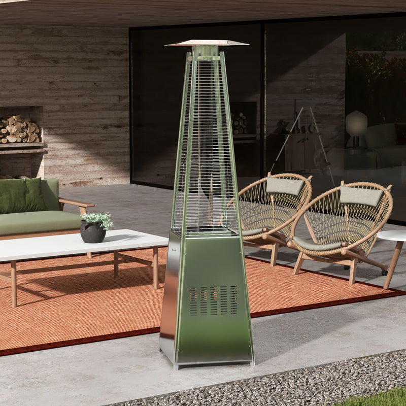 Havana Outdoors Gas Pyramid Flame Heater 13KW Steel Regulator Stainless Steel