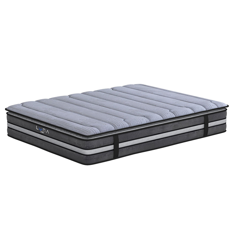 Luna-Zone Mattress Bamboo Pillowtop Breathable 5-Zone Medium Firm 32cm Charcoal