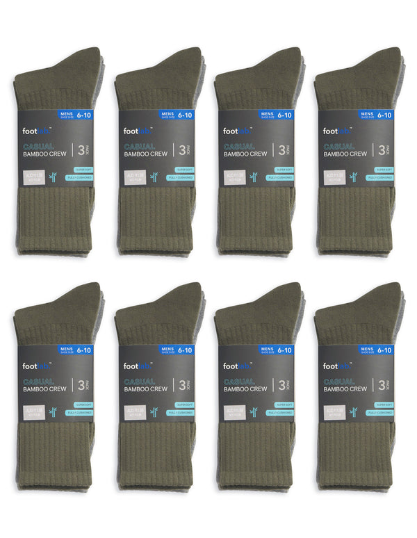 Mens 24 Pack Socks Casual Bamboo Crew