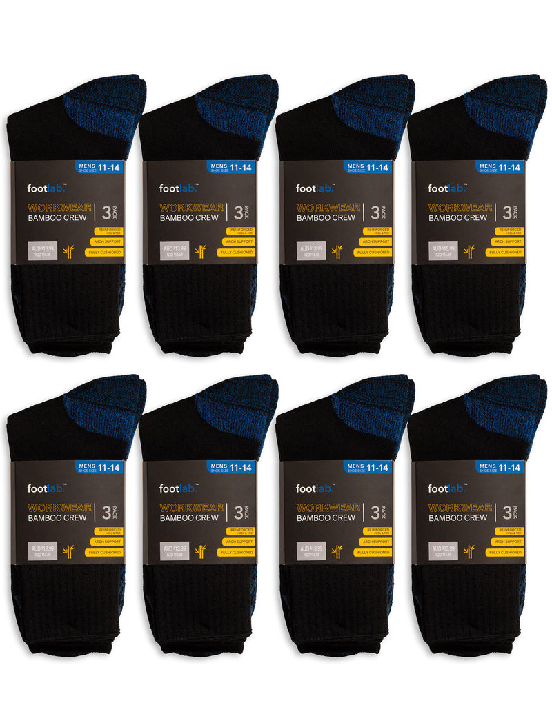 Mens 24 Pack Socks Workwear Crew, Bamboo