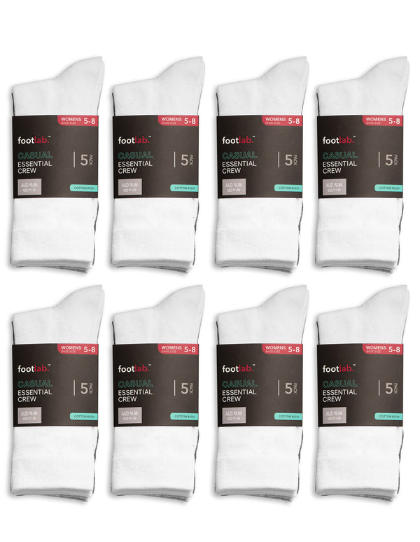 Womens 20 Pack Socks Essential Crew