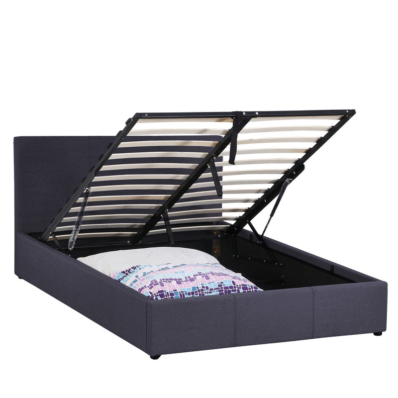 Milano Luxury Gas Lift Bed Frame Base And Headboard With Storage All Sizes