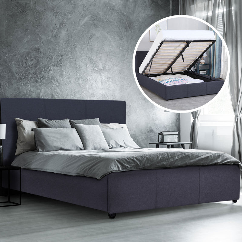 Milano Luxury Gas Lift Bed Frame Base And Headboard With Storage All Sizes