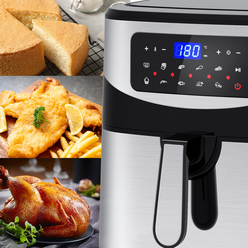 Kitchen Couture 12 Litre Air Fryer Multifunctional LCD One Touch Display Silver