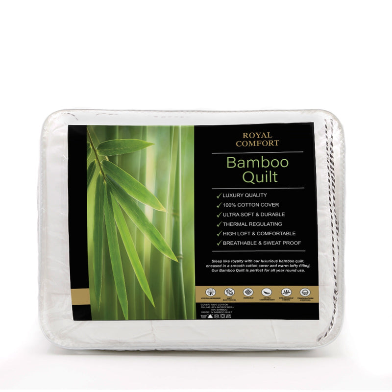 Royal Comfort Bamboo Blend Quilt 250GSM Luxury Duvet 100% Cotton Cover