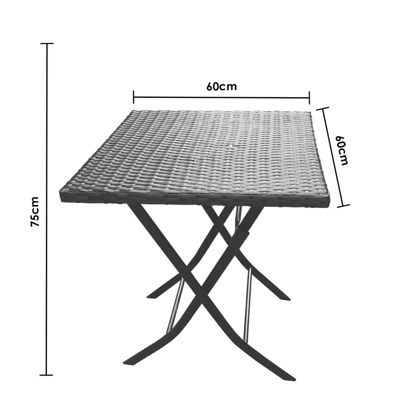 Arcadia Furniture Outdoor 3 Piece Foldable Rattan Coffee Table Set Garden Patio