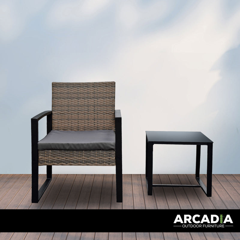 Arcadia Furniture Outdoor 3 Piece Wicker Rattan Patio Set Garden Patio Home