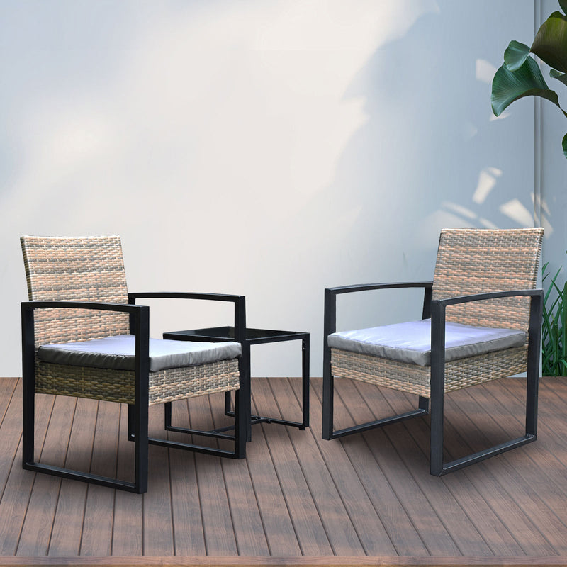 Arcadia Furniture Outdoor 3 Piece Wicker Rattan Patio Set Garden Patio Home