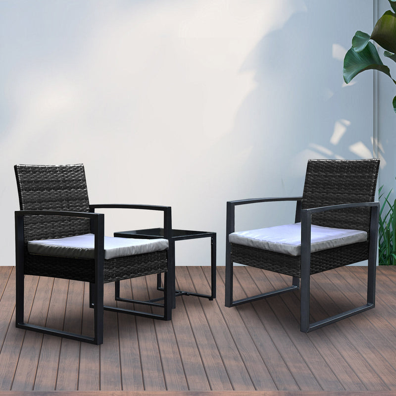 Arcadia Furniture Outdoor 3 Piece Wicker Rattan Patio Set Garden Patio Home