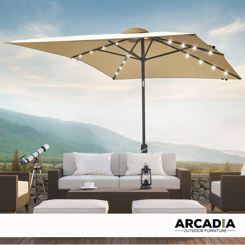 Arcadia Furniture Umbrella 3 Metre Umbrella with Solar LED Lights Garden Yard