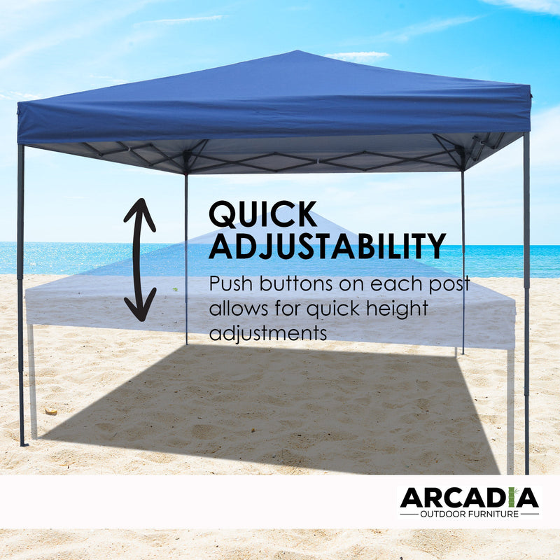 Arcadia Furniture Gazebo 3 x 3 Metre Canopy Navy Portable Pop Up Outdoor Beach