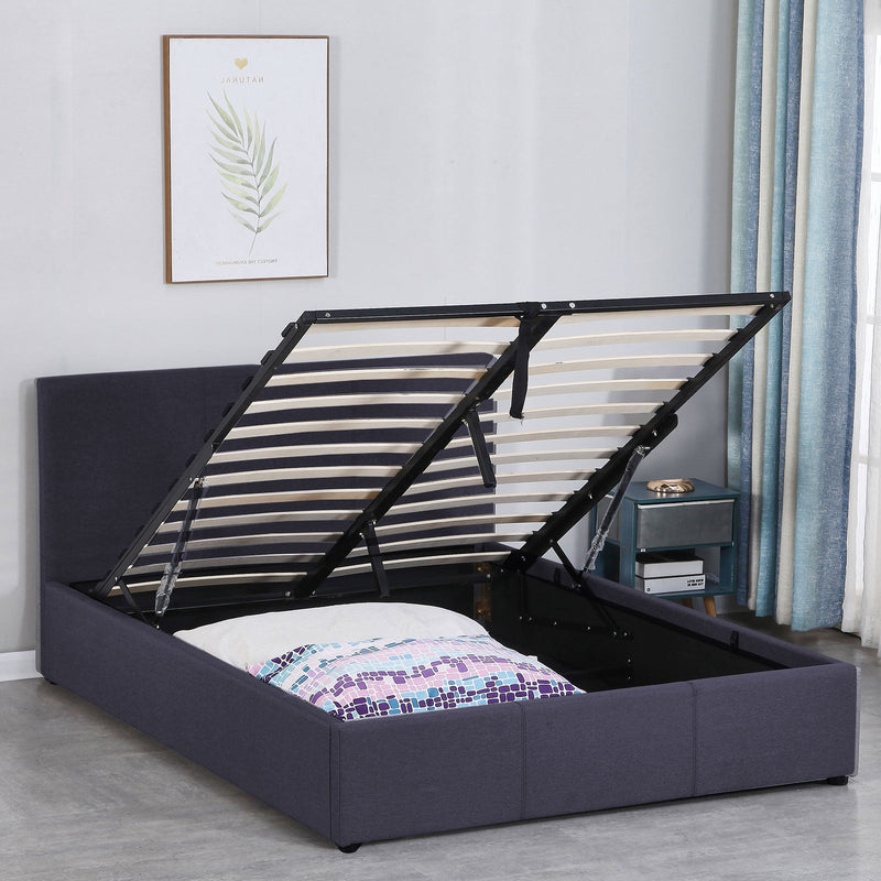 Milano Luxury Gas Lift Bed Frame Base And Headboard With Storage All Sizes