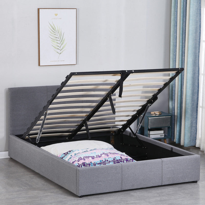 Milano Luxury Gas Lift Bed Frame Base And Headboard With Storage All Sizes