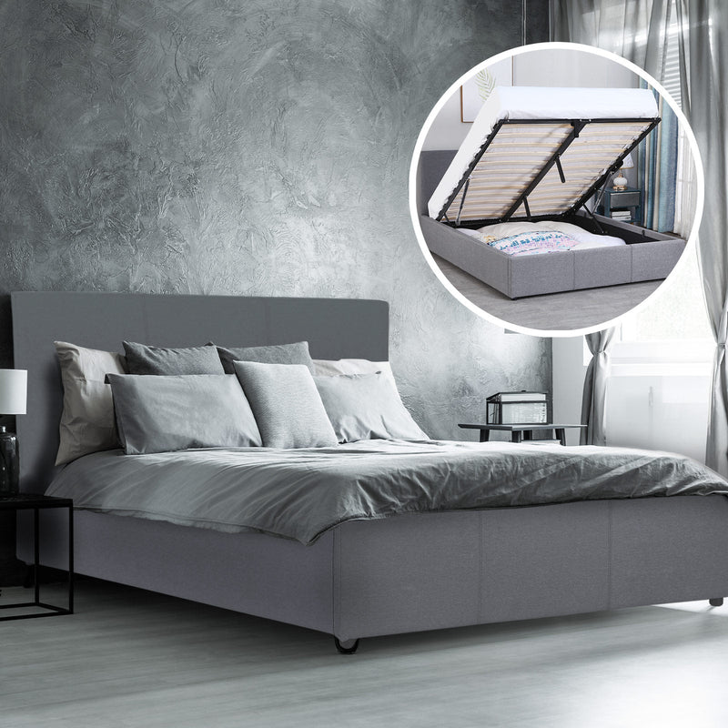 Milano Luxury Gas Lift Bed Frame Base And Headboard With Storage All Sizes