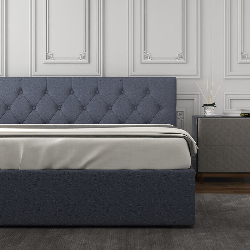 Milano Capri Luxury Gas Lift Bed Frame Base And Headboard With Storage All Sizes