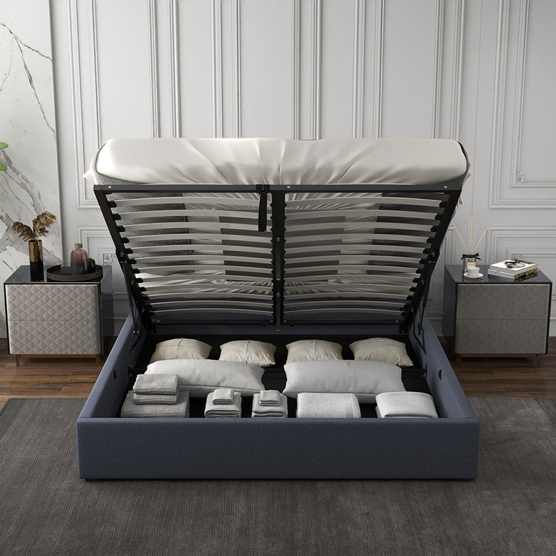 Milano Capri Luxury Gas Lift Bed Frame Base And Headboard With Storage All Sizes