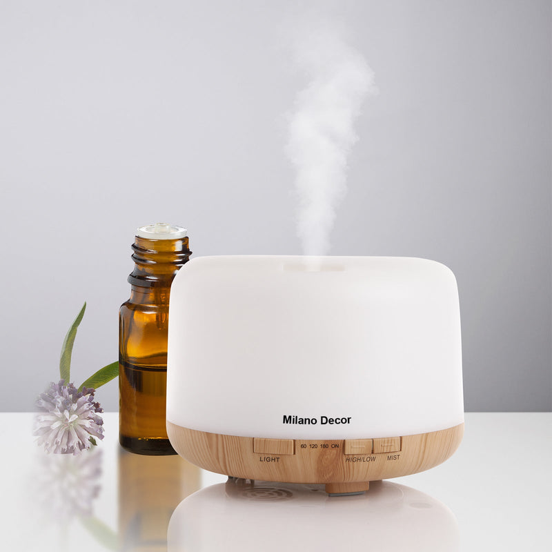 Milano Decor Mood Light Diffuser 500ml Ultrasonic Humidifier With 3 Pack Oils