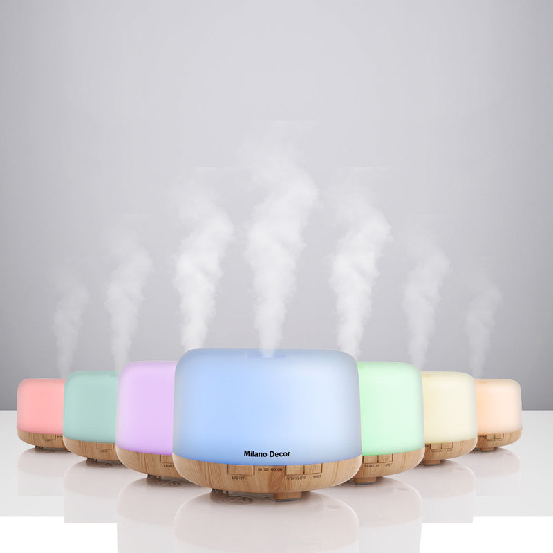 Milano Decor Mood Light Diffuser 500ml Ultrasonic Humidifier With 3 Pack Oils