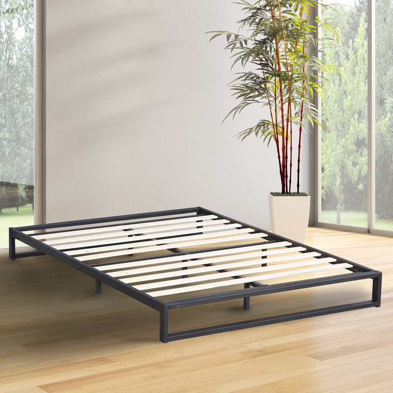 Milano Decor Florence Metal Bed Frame Mattress Base Platform Modern Black