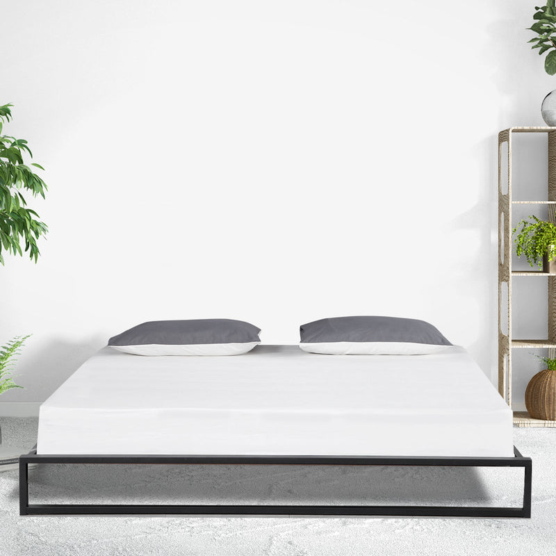 Milano Decor Florence Metal Bed Frame Mattress Base Platform Modern Black