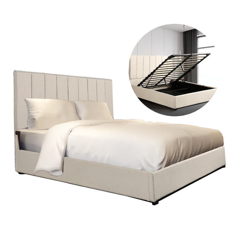 Milano Decor Vaucluse Gas Lift Storage Bed Cream