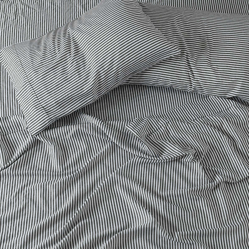 Royal Comfort Stripes Linen Blend Sheet Set Bedding Luxury Breathable Ultra Soft