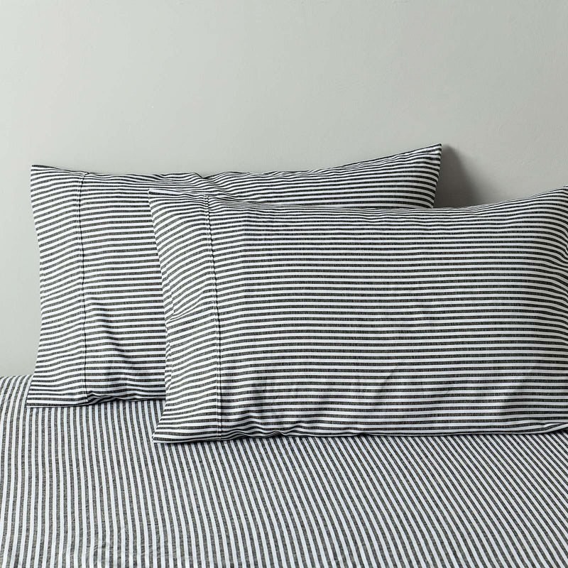 Royal Comfort Stripes Linen Blend Sheet Set Bedding Luxury Breathable Ultra Soft