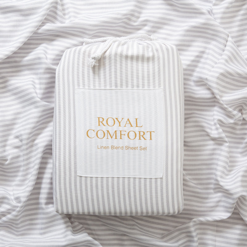 Royal Comfort Stripes Linen Blend Sheet Set Bedding Luxury Breathable Ultra Soft