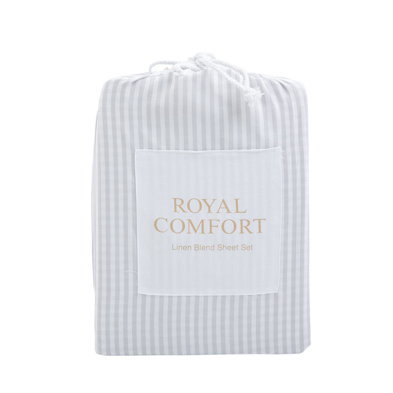 Royal Comfort Stripes Linen Blend Sheet Set Bedding Luxury Breathable Ultra Soft