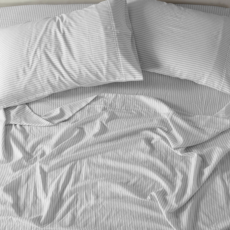 Royal Comfort Stripes Linen Blend Sheet Set Bedding Luxury Breathable Ultra Soft