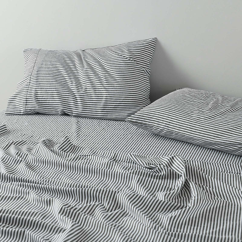 Royal Comfort Stripes Linen Blend Sheet Set Bedding Luxury Breathable Ultra Soft