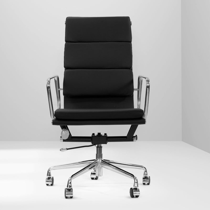 Milano Premium Office Executive Computer Chair PU Leather Steel Chrome Black