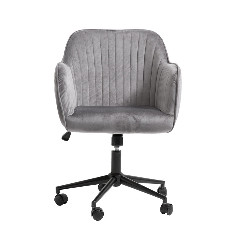 Casa Decor Arles Velvet Office Chair Mid Back Swivel Height Adjustable Grey