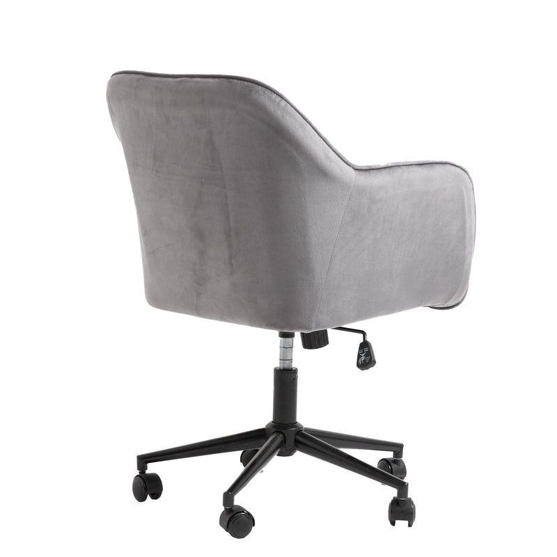 Casa Decor Arles Velvet Office Chair Mid Back Swivel Height Adjustable Grey