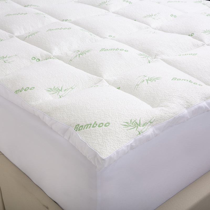 Royal Comfort 1000GSM Luxury Bamboo Covered Mattress Topper Ball Fibre Gusset