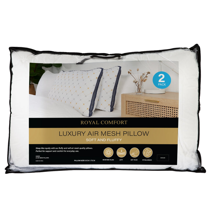 Royal Comfort Chiro Comfort Pillows 2 Pack Hotel Quality Air Mesh Ultra Comfort