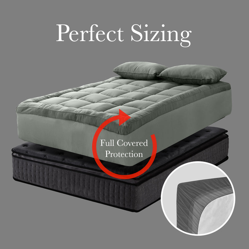 Royal Comfort Charcoal Bamboo Blend Topper 800GSM 45cm Skirt Luxury Bedding