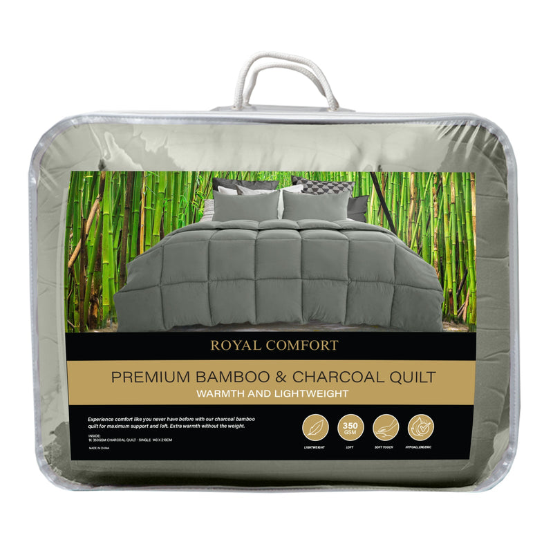 Royal Comfort 350GSM Charcoal Bamboo Quilt Luxury Bedding Duvet All Seasons