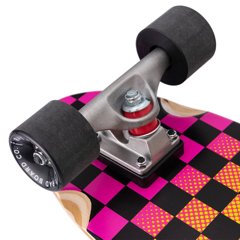 RAD Complete Retro Roller 7.9" x 27.9" Skateboard - Checker Neon Fade