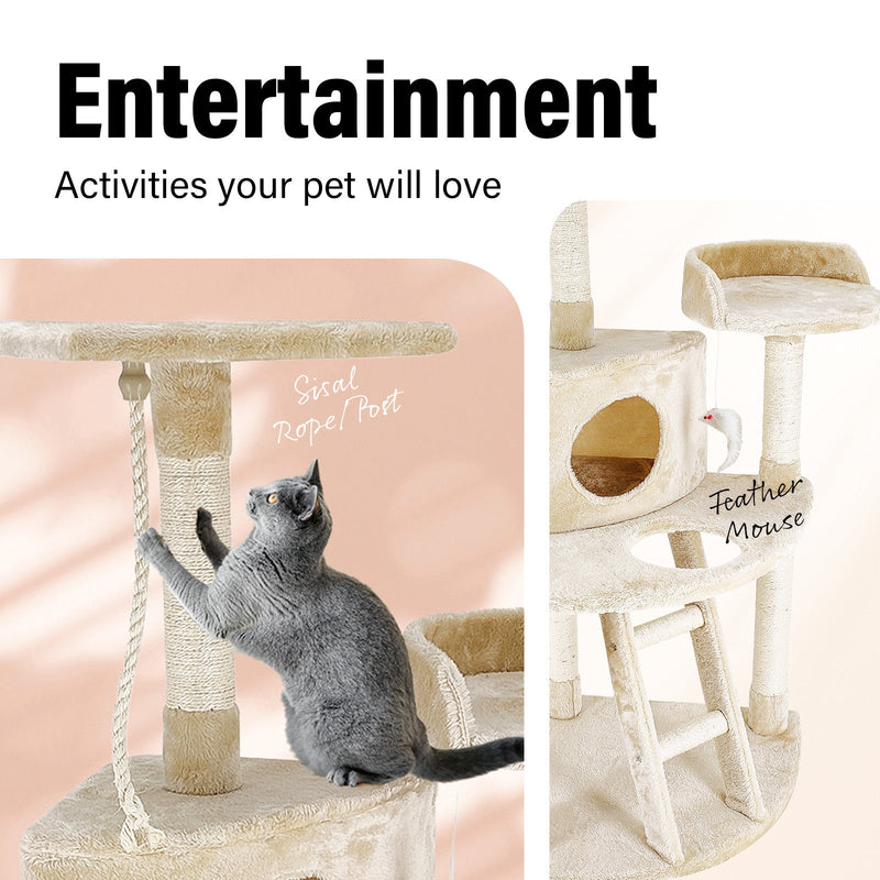 4Paws Cat Tree Scratching Post House Furniture Bed Luxury Plush Play 120cm