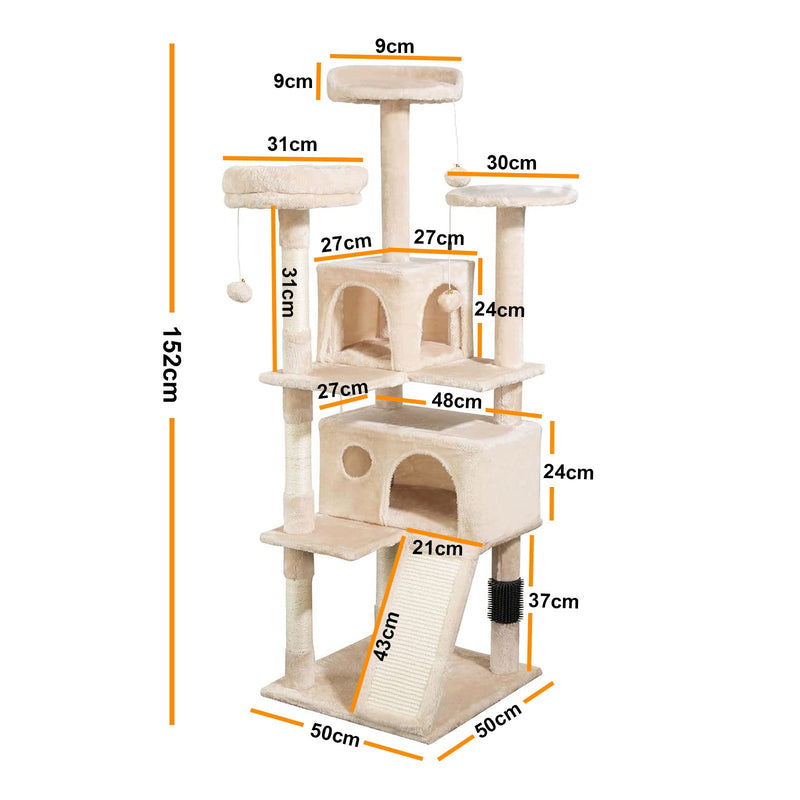 4Paws Cat Tree Scratching Post House Furniture Bed Luxury Plush Play 152cm