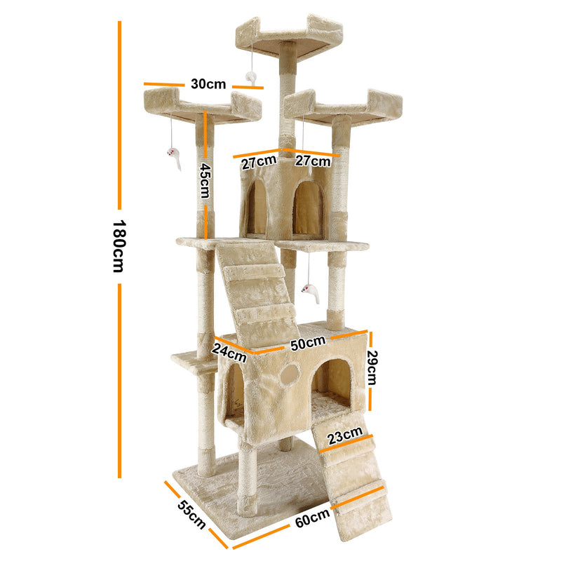 4Paws Cat Tree Scratching Post House Furniture Bed Luxury Plush Play 180cm