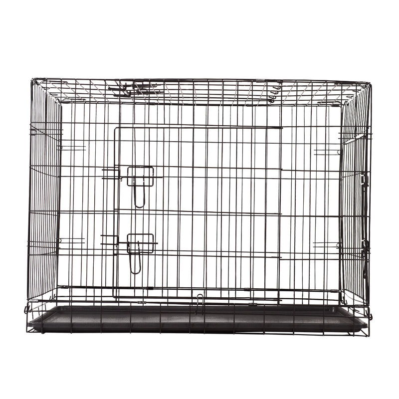 4Paws Dog Cage Pet Crate Cat Puppy Metal Cage ABS Tray Foldable Portable Black