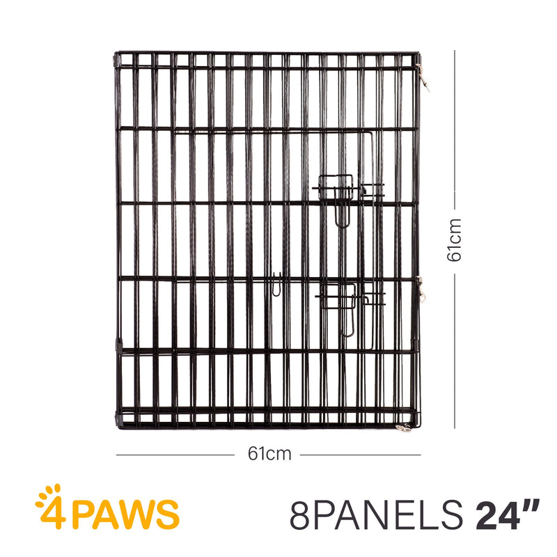 4Paws 8 Panel Playpen Puppy Exercise Fence Cage Enclosure Pets Black All Sizes