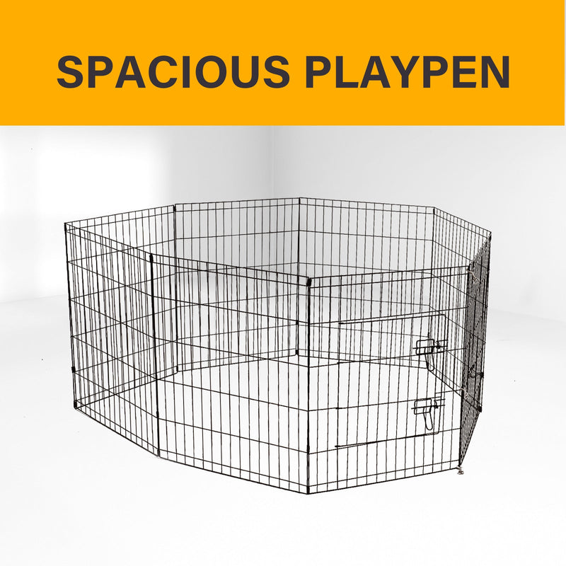 4Paws 8 Panel Playpen Puppy Exercise Fence Cage Enclosure Pets Black All Sizes