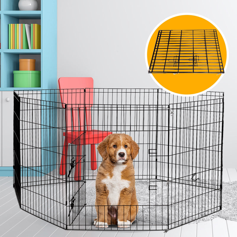 4Paws 8 Panel Playpen Puppy Exercise Fence Cage Enclosure Pets Black All Sizes