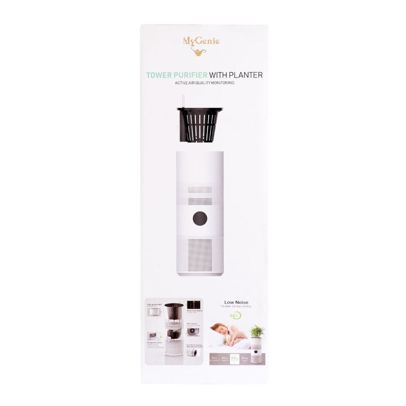 MyGenie Tower Air Purifier with Planter 2-in-1 WI-FI App Control HEPA White