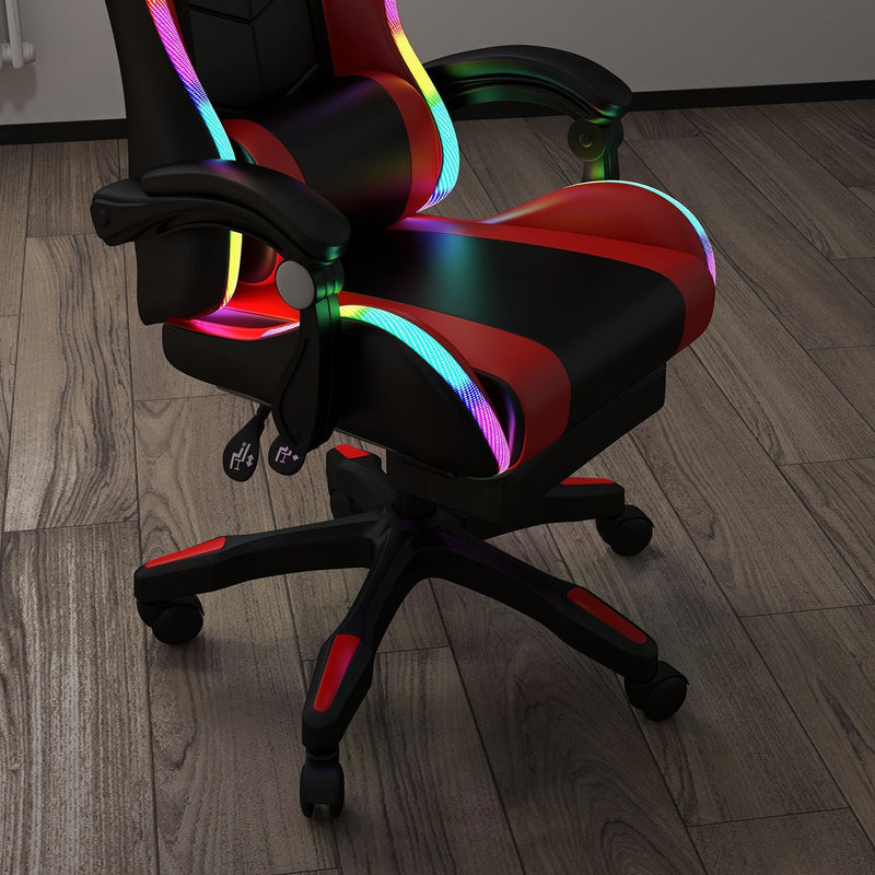 Dyskord Gaming Chair RGB LED Lighting Leg Rest Vibrating Lumbar Support Padded